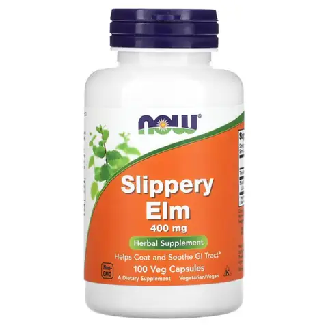 NOW Foods Slippery Elm Digestive Support 400mg Capsules - 100 Vegan Capsules
