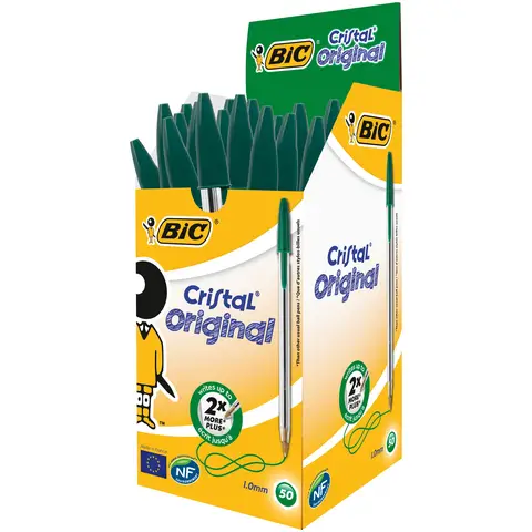 Bic Cristal Original Medium Ballpoint Pen Green, Pack of 50