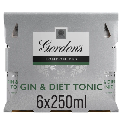 Gordons Gin & Diet Tonic 6 X 250Ml (Abv 5%)