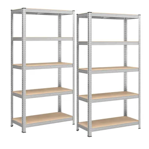 SONGMICS Shelving, 5-Tier, Set of 2, 180x90x40cm, Silver