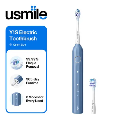 Usmile Y1S Brosse à Dents Électrique, Technologie Sonique Rechargeable Adulte avec 3 Modes de Nettoyage, Minuterie Intelligente, Étui de Voyage Inclus, Autonomie de 6 Mois par Charge