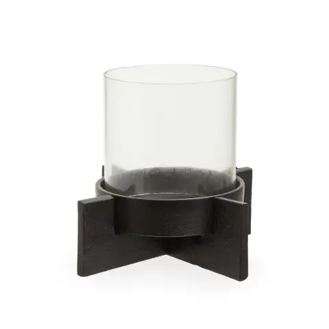 Hapax Small Matt Black Finish Candle Holder