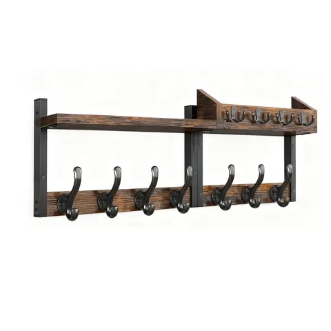 JU7CER Kitchen and bathroom storage hanging rack Wall-mounted Kitchen & Bathroom Storage Rack, Multifunctional Storage Hanger, Modern Style, Multifunctional Hook Rail 43 centimeters in length Ideal for Home