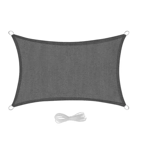 EUGAD Sonnensegel 200g/m² mit Befestigungsseilen, Premium HDPE wetterfest atmungsaktiv rechtwinkliges Dreieck, luftdurchlässig, wasserdurchlässig, für Terrasse, Garten, Balkon, Camping, 4x5 m (1 Stück), Grau, Kunststoff, Rechteck