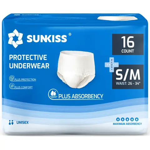 SUNKISS TrustPlus Inkontinenz Pants für Erwachsene, Saugfähige Windelhosen mit Elastischen Bündchen für Männer und Frauen, Diskreter Auslaufschutz bei Blasenschwäche, Größe S/M, 16 Stück