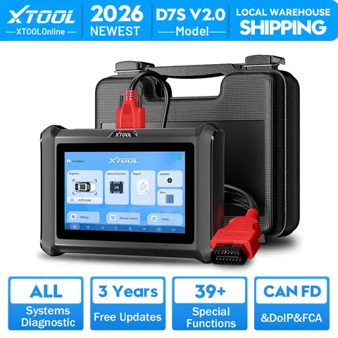 XTOOL D7S Bidirectional Scan Tool, 2026 OBD2 Scanner Diagnostic Tool with FCA AutoAuth, All System Car Scanner, 39+ Resets, ECU C0ding, PMI, Upgrade of D7, Crankshaft Relearn, CAN FD/DoIP, 3-Yr Update