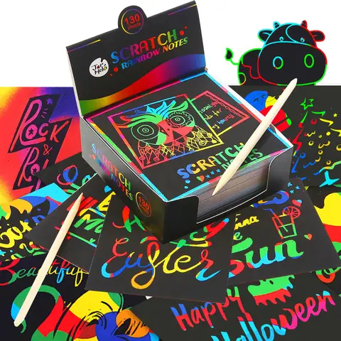Jar Melo Scratch Art Notes Set-Rainbow Holographic