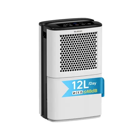 ELECCI 12L/D Dehumidifiers with Drain Hose, 3.8L Water Tank, Auto Defrost, 24H timer, Continuous Drainage, R290, Ideal for 25m² Rooms.