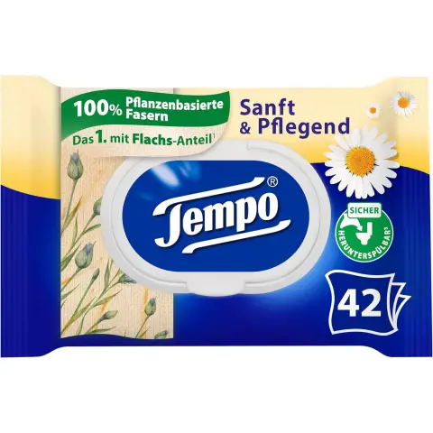 TEMPO Feuchtes Toilettenpapier Sanft Feuchtigkeitsspendend 42 Stück