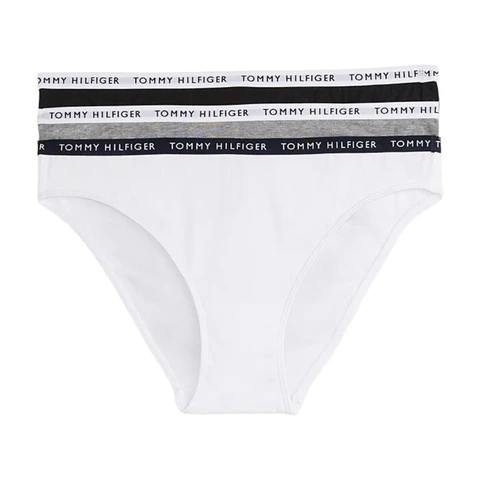 Tommy Hilfiger Damen RECYCLED ESSENTIALS 3er-Pack Bikini-Slips - Mittelgrau Meliert/Weiß/Schwarz MD