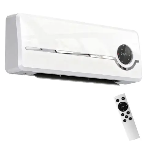 Chauffage céramique mural 2000 W avec 3 modes, température réglable, minuteur, télécommande et sécurité enfants – Blanc