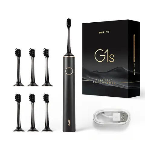 BAIR CARE G1s Sonic Electric Toothbrush - 90-Day Long Battery Life, Rechargeable, 5 Modes & 3 Intensities, 2-Min Smart Timer, IPX7 Waterproof, Includes Premium Travel Case