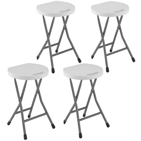 Outsunny Folding Stool Set of 4, Decorative Garden Stool Chair with Safety Latch, Foldable Garden Stools with Powder-Coated S