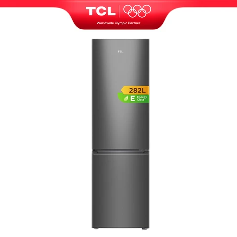 TCL RF366BSE0DE Kühl-Gefrierkombination, 202 Liter Kühlteil, 80 Liter Gefrierteil, 55 cm kompakte Größe, Inverter-Kompressor, reversible Tür, Elektronik