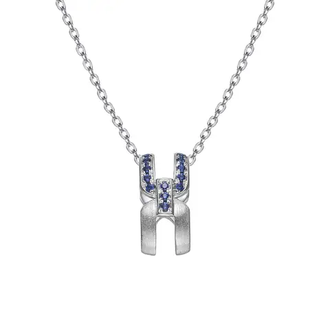ALAIN MICHAL Intertwine Collier or givré avec diamants en pavé Saphir -avec cadeau spécial Saint-Valentin