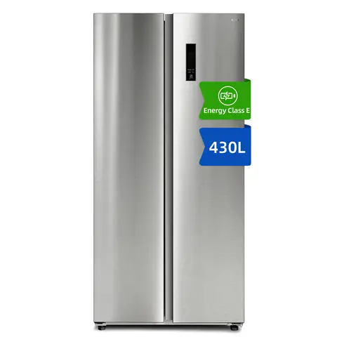 CHiQ JKR433WSSE 430L 84cm Wide Stainless Steel No Frost American Style Fridge Freezer – Side by Side, Dual Inverter Tech, E Rated