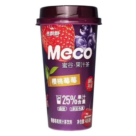 Thé aux fruits Meco Cherry and Berry Xiang Piao Piao 400ml 香飘飘果汁茶樱桃莓莓400ml