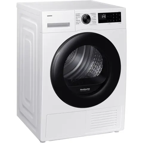 Samsung DV90DG52A0ABEG Wärmepumpentrockner 9 kg Energieeffizienzklasse C KI-Trockner mit WiFi SmartThings App, LED-Display, Hygiene-Programm, Luftauffrischung, Faltenreduzierung, Weiß