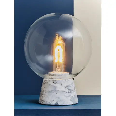 Interiors by Premier Table Lamp Lamonte Globe Marble Grey H28cm