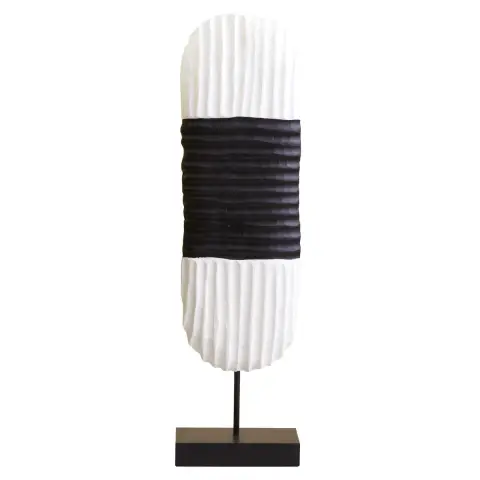 Fidel Black and White Mango Wood Oblong Sculpture