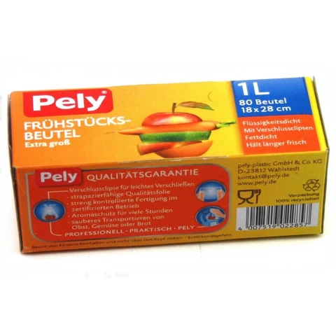 Pely Frühstücksbeutel 1l inkl. Verschlussclipsen 80 St