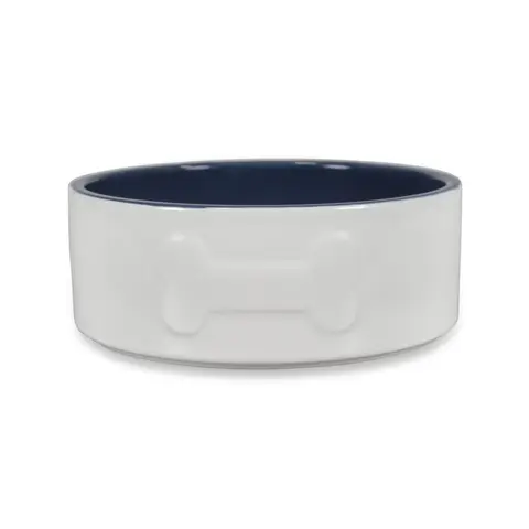 Petface Bone Ceramic Bowl Cream/Navy 20cm