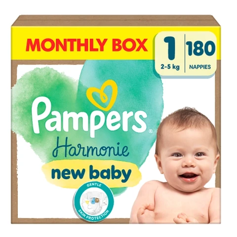 Pampers Harmonie Pants Maat 1 – 180 Luierbroekjes (Maandbox)