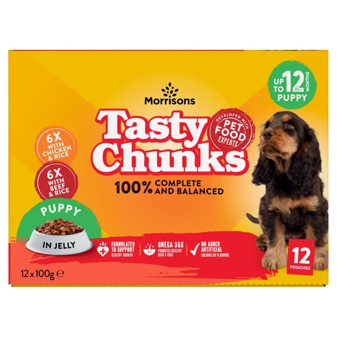 Morrisons Tasty Chunks in Jelly Up to 12 Months Puppy 12 x 100g