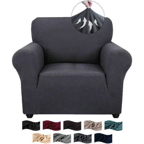 YSTYLE Stretch-Sofa-Bezug, Couchbezug für Couch und Sofa, Möbelschutzbezug für Sofa mit elastischem Boden, 1-Sitzer, SJ, Dunkelgrau