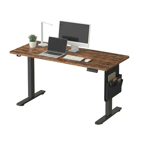 SONGMICSHOME Höhenverstellbarer elektrischer Schreibtisch, 180 x 80 cm, stufenlos verstellbar, Memory-Funktion mit 4 Höhen, Vintage Braun