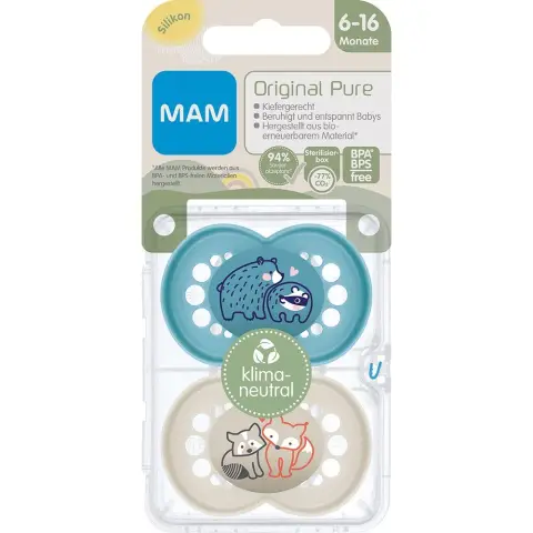 MAM Original Pure Silikon-Schnuller (6-16 Monate) 2 Stück