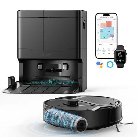 Lefant M210 Pro OMNI  M265 Robot Vacuum and Mop, 18000Pa Suction, Self-Cleaning Roller Mop with Auto Drying, LiDAR Navigation, Tangle-Free for Pet Hair, 800ml Dustbin, WiFi 2.4G/5G, App/Alexa Voice Control, Ideal for Animal Hair, black