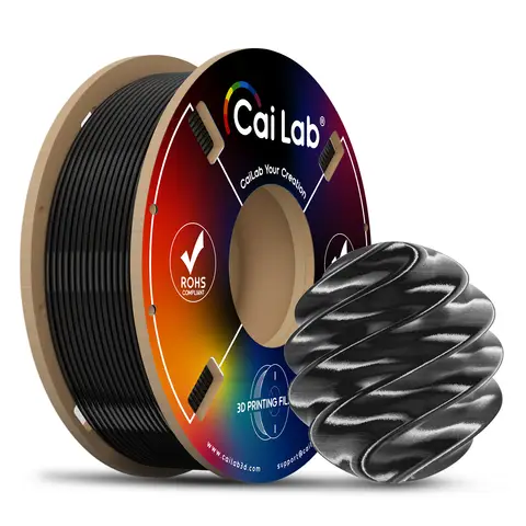 CAILAB PLA Silk 3D-Drucker-Filament, Einfarbig - Mitternachtsschwarz