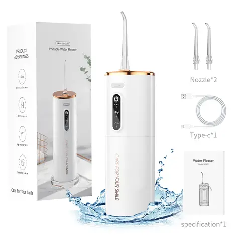 Rushi R-B31 Hydropulseur dentaire électrique, réservoir d’eau 280 ml, batterie 1200 mAh - Blanc