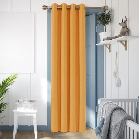 Deconovo Blackout Plain Curtain with 8 White Grommets, 1 Pc W132xL160, Orange