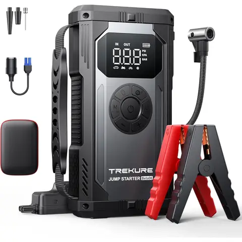 TREKURE Beta06 Car Jump Starter and Air Compressor Combination, 12V 360A Peak 600A, LCD Display, Emergency Power Bank, SOS Light, Operating Temperature Range -20℃ to 60℃