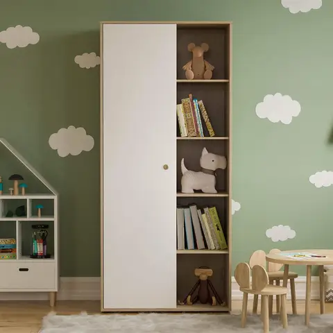 Junior Vida Wardrobe Neptune 1 Door White/Oak Effect