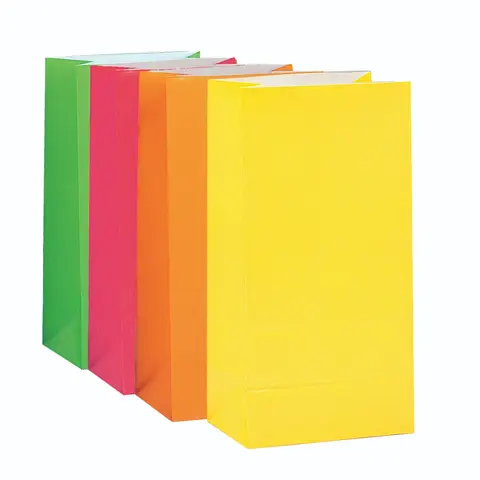 Unique Party - Assorted Neon Paper Party Bags, 10 Pack