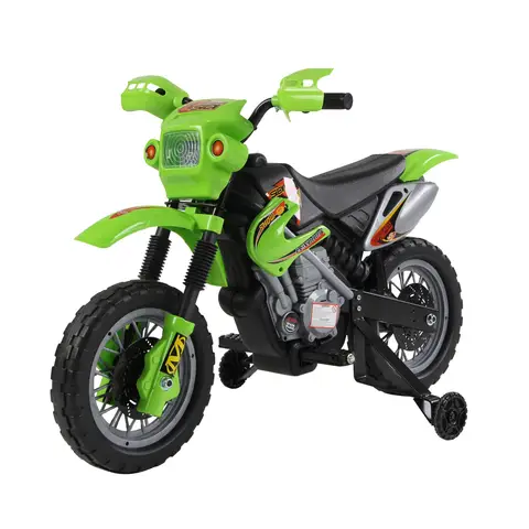 HOMCOM Kids Electric Motorbike, 6V Battery Powered Ride on Motorcycle with Training Wheels, Start-up Button, Pedal, Gift for Boys and Girls Ages 3-6 Years, Green