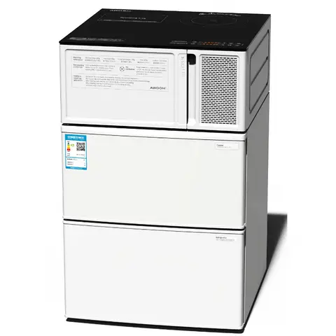 AWOOM Mini cuisine 4-en-1 550*587*900 mm, four à micro-ondes multifonction, cuisinière à induction et réfrigérateur, 220 V/2000 W, un ensemble de quatre appareils, équivalent à une petite cuisine, 52 L réfrigérateur et 40 L congélateur