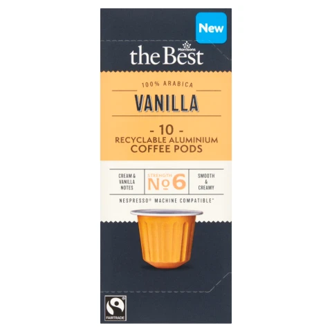 Morrisons The Best Fairtrade Vanilla Flavour Coffee Pods 10Pk 52G