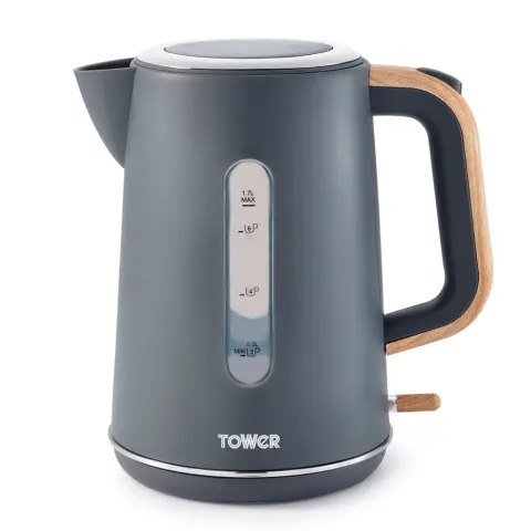 Tower Scandi T10037G Stainless Steel Kettle with Rapid Boil and Boil Dry Protection, 1.7L, 3kW, Grey