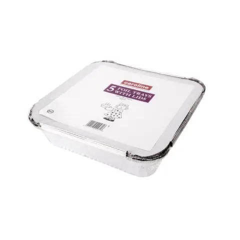 5 x 239x239x35mm 55oz Foil Tray with Lids