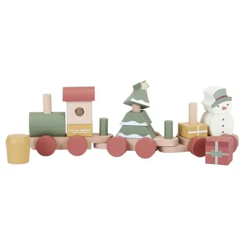 Little Dutch Kerst Blokkentrein Stapeltrain - Multikleur, 38,5 x 6,8 x 11 cm