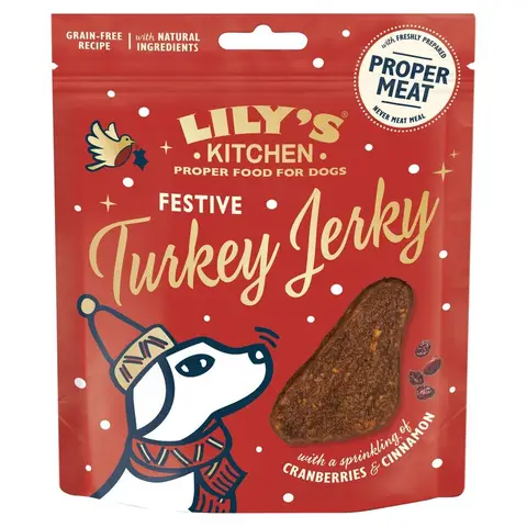 Lilys Kitchen Christmas Festive Turkey Jerky for Dogs 70g