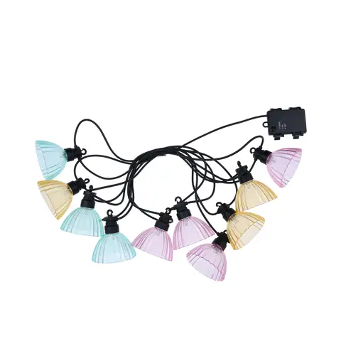 Guirlande à 10 ampoules LED étanches avec minuterie, piles requises - Longueur 50 cm