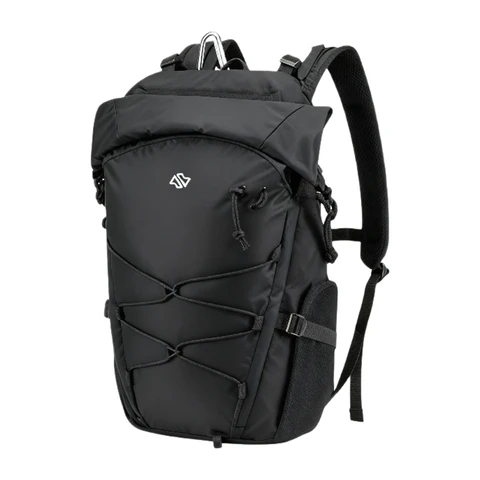 ochama×J.ZAO Sportserie Outdoor Wandeltas, 25L, Ademende Rugondersteuning, Obsidiaan Zwart