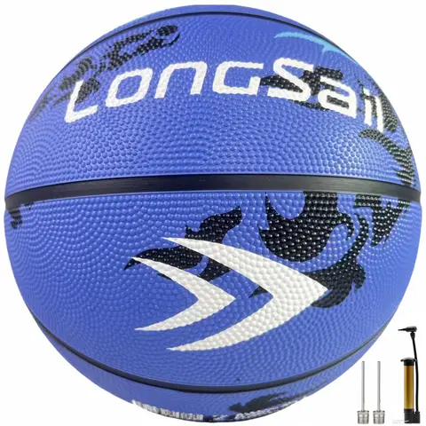 High-quality Rubber Basketball（29.5"） Size7#Sky blue/black pattern/light blue pattern