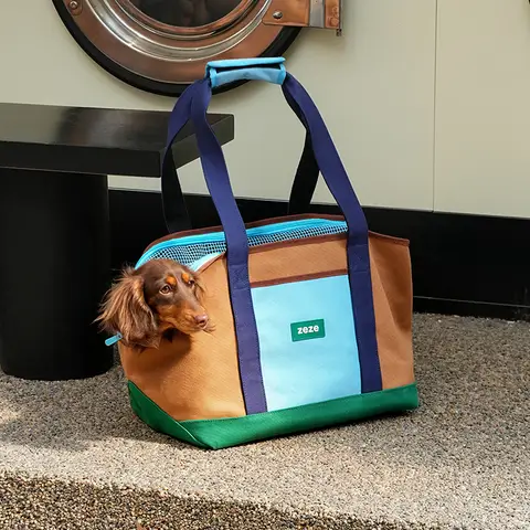 ZEZE Canvas Travel Pet Carrier, Portable Breathable, 2-in-1 Backpack Handbag, for Cats Dogs