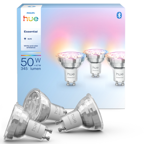 Philips Hue Essential White & Colour Ambiance Smart GU10 – 3 Bulbs